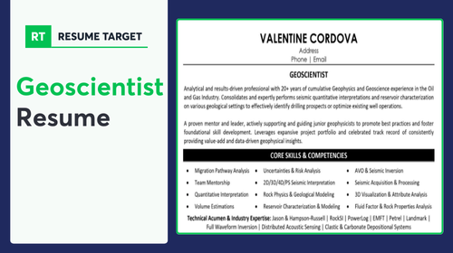 Geoscientist Resume Sample