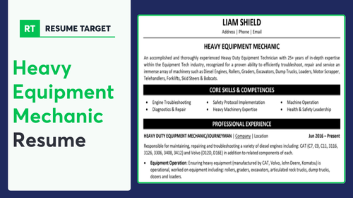 Heavy Equipment Mechanic Resume Sample