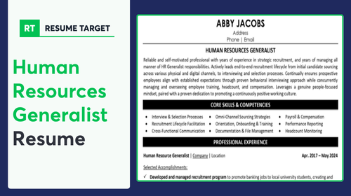 Human Resources Generalist Resume Sample