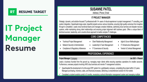IT Project Manager Resume Sample