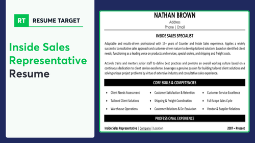 Inside Sales Representative Resume Sample