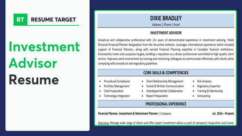 Investment Advisor Resume Sample