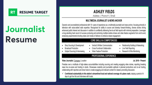 Journalist Resume Sample