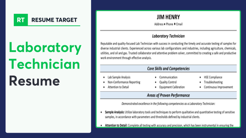Laboratory Technician Resume Sample