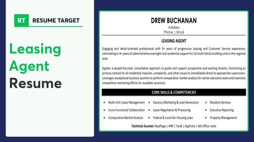 Leasing Agent Resume Sample
