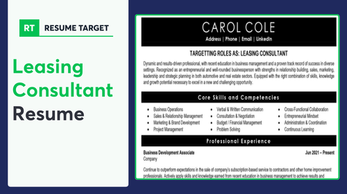Leasing Consultant Resume Sample