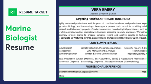 Marine Biologist Resume Sample