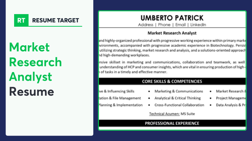 Market Research Analyst Resume Sample