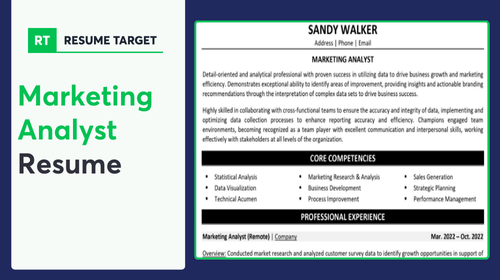 Marketing Analyst Resume Sample