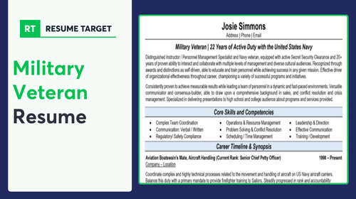 Veteran Resume Sample