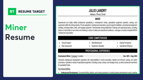 Miner Resume Sample