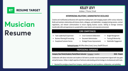 Musician Resume Sample