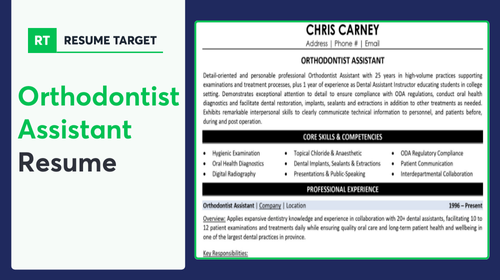 Orthodontist Assistant Resume Sample