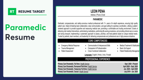 Paramedic Resume Sample