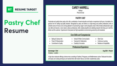 Pastry Chef Resume Sample