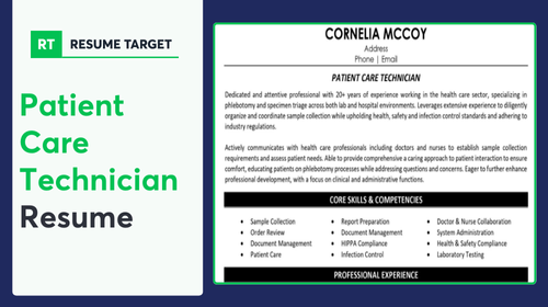 Patient Care Technician Resume Sample