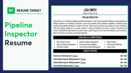 Pipeline Inspector Resume Sample