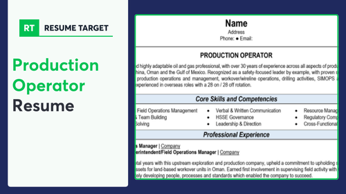 Production Operator Resume Sample