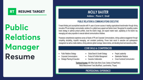 Public Relations Manager Resume Sample