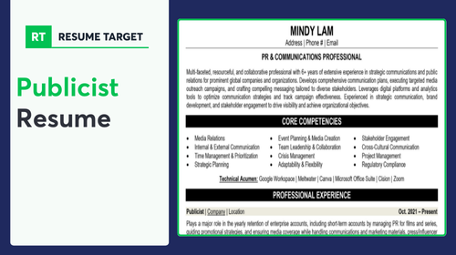 Publicist Resume Sample