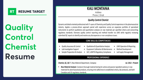 Quality Control Chemist Resume Sample
