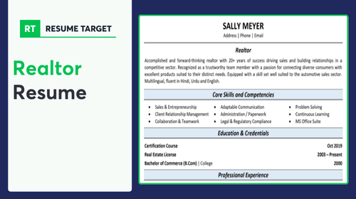 Realtor Resume Sample