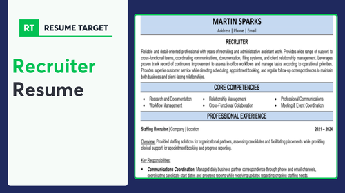 Recruiter Resume Sample