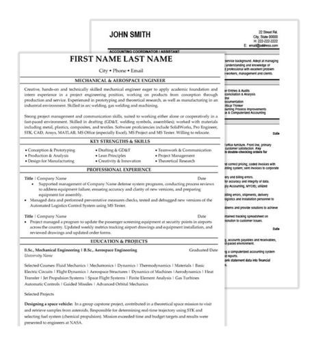 Aviation Resume and Aerospace Engineering resume Samples
