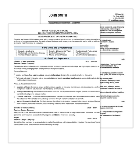 Fashion Resume Samples