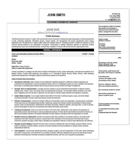 Government Resume Samples