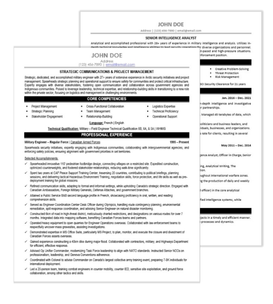Military Resume Samples