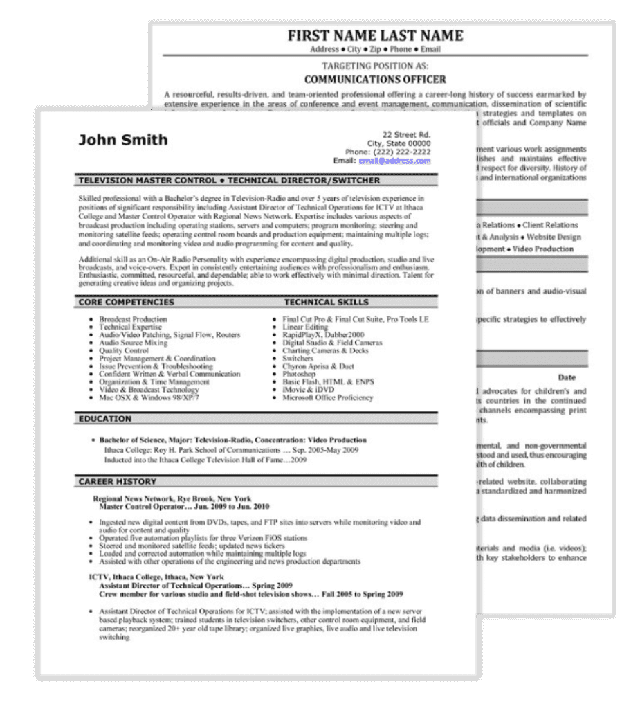 Multimedia Resume Samples