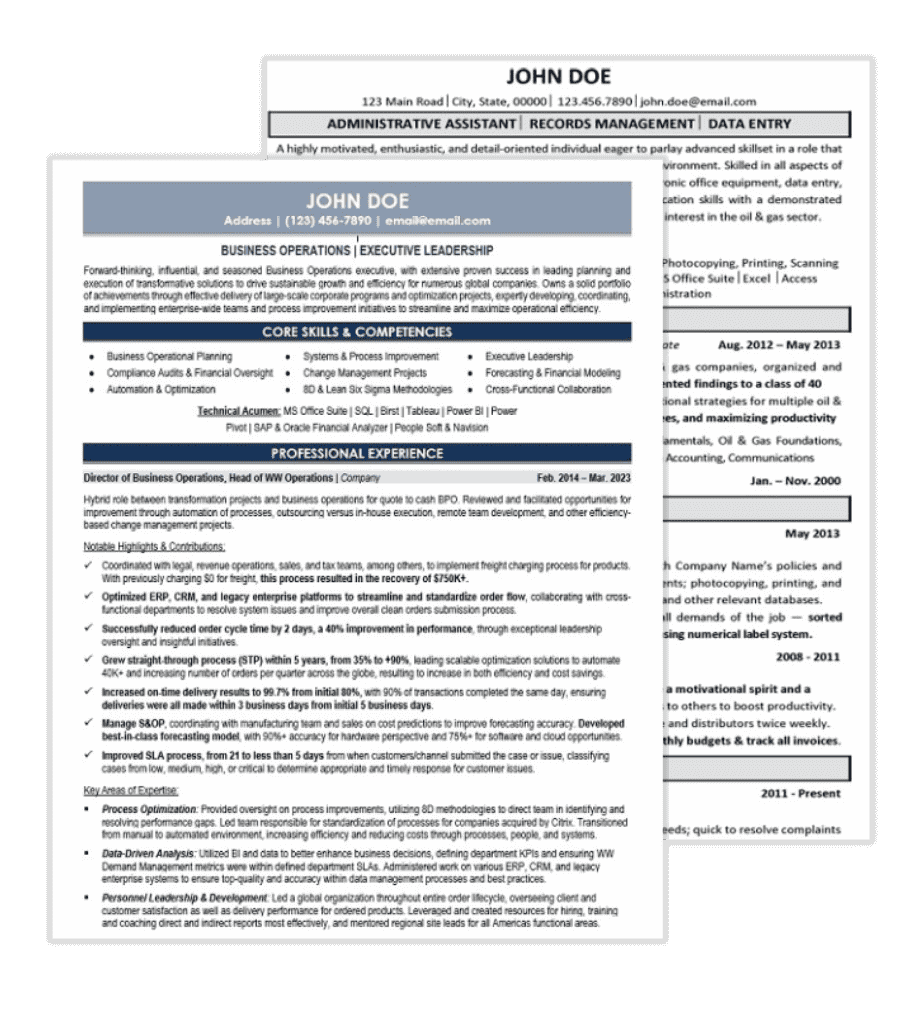Operations Resume Samples