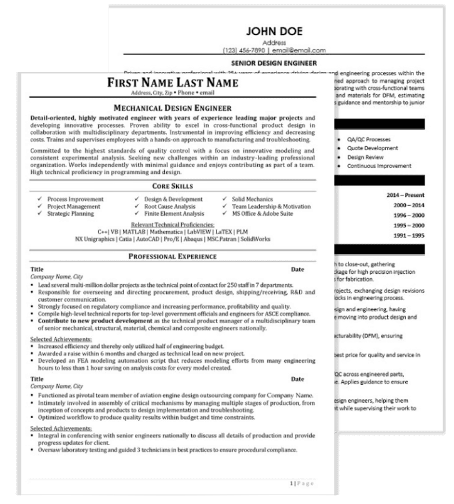 Plastics Resume Samples
