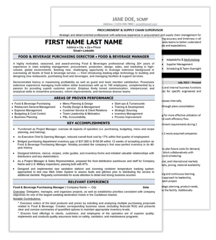 Purchasing Resume Samples