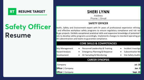 Safety Officer Resume Sample