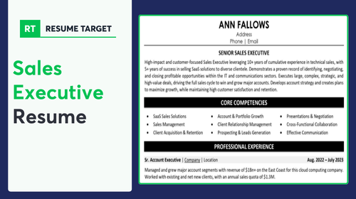 Sales Executive Resume Sample
