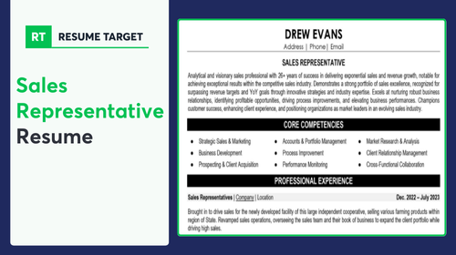 Sales Representative Resume Sample