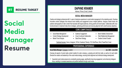 Social Media Manager Resume Sample