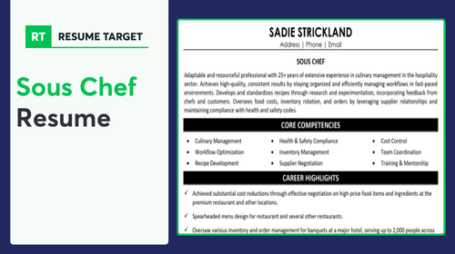 Sous Chef Resume Sample