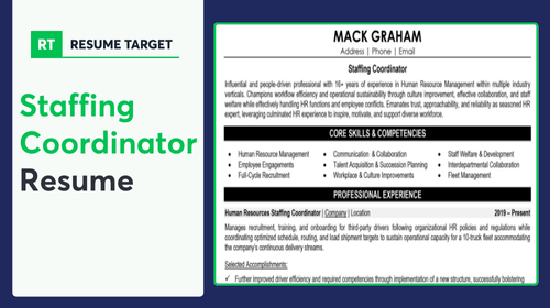 Staffing Coordinator Resume Sample