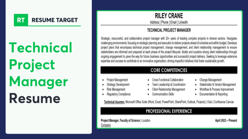 Technical Project Manager Resume Sample