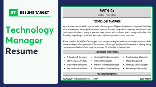 Technology Manager Resume Sample