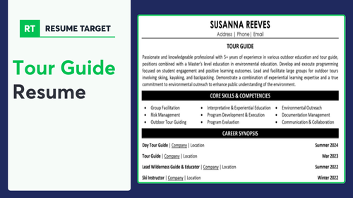 Tour Guide Resume Sample