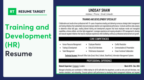 Training and Development Resume Sample