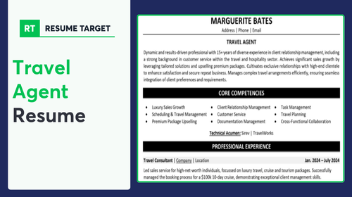 Travel Agent Resume Sample