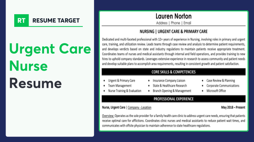 Urgent Care Nurse Resume Sample