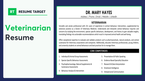 Veterinarian Resume Sample