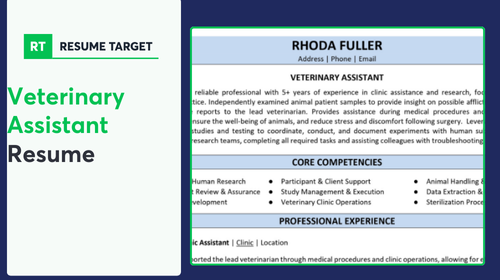 Veterinary Assistant Resume Sample