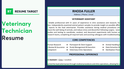 Veterinary Technician Resume Sample